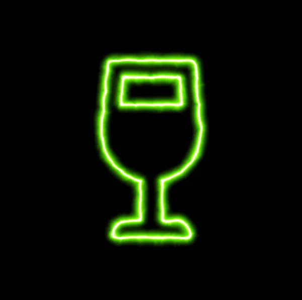 Groene neon symbool wijnglas — Stockfoto
