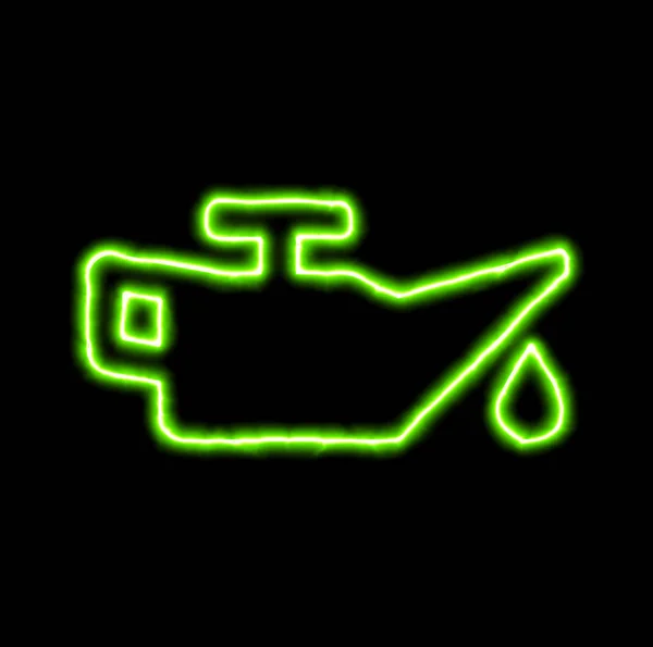 Neon verde simbolo olio può — Foto Stock