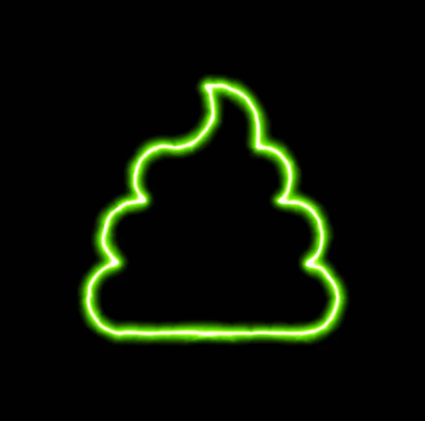 Poop símbolo de néon verde — Fotografia de Stock