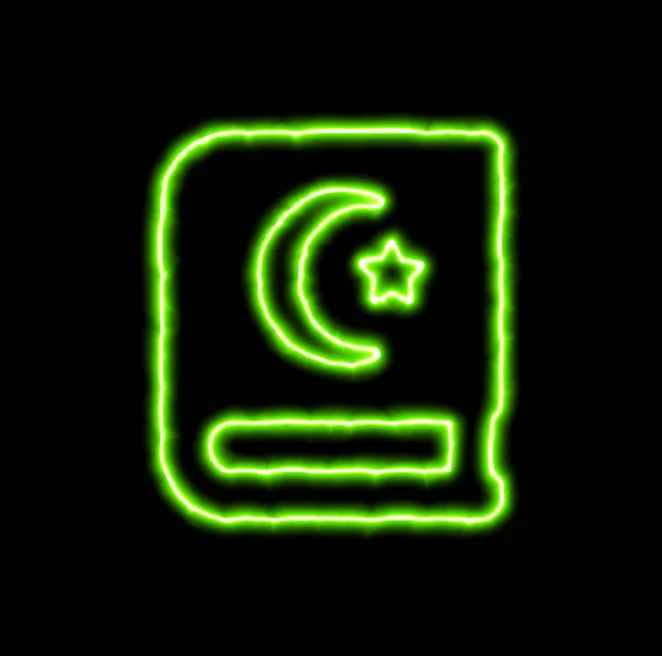 Zielony symbol neonowy Koran — Zdjęcie stockowe