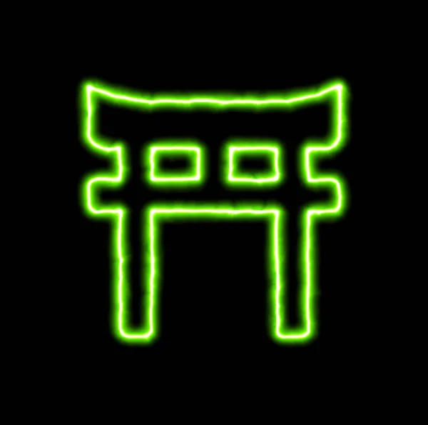 Portão de torii símbolo de néon verde — Fotografia de Stock