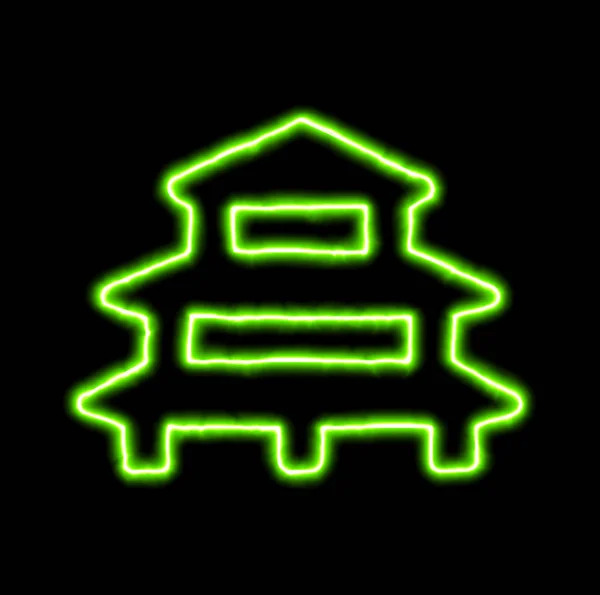 Green neon symbol temple — Stock Photo, Image