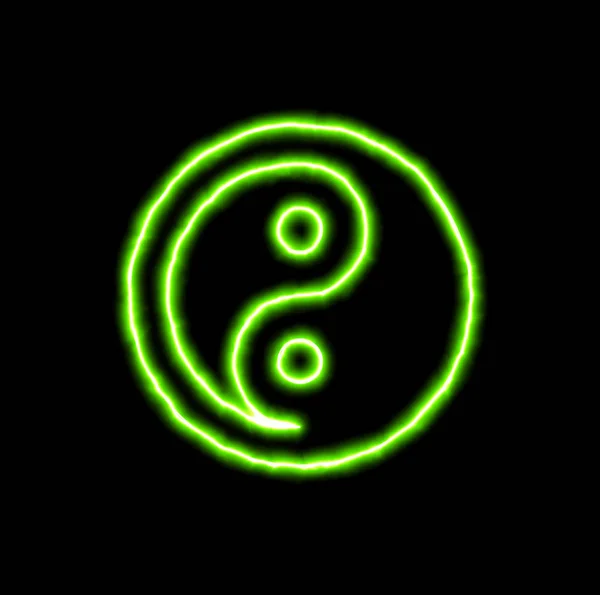 green neon symbol yin yang