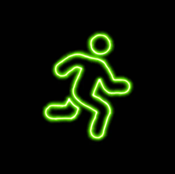 Green neon symbol running — Stock Photo, Image