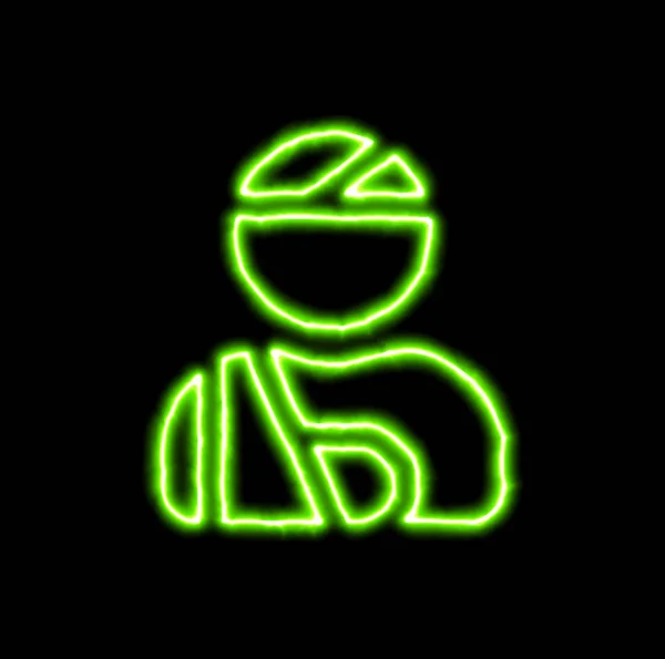 Zöld neon szimbólum felhasználó sérült — Stock Fotó