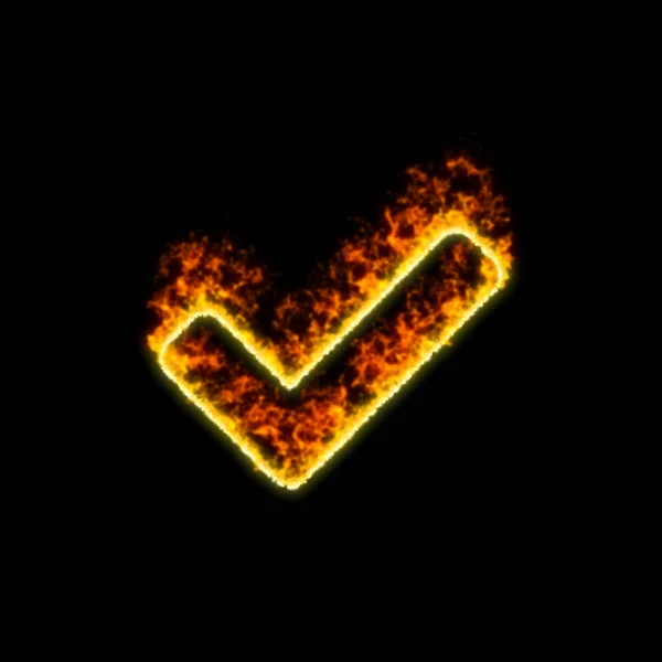 Der Symbol-Check brennt in rotem Feuer — Stockfoto