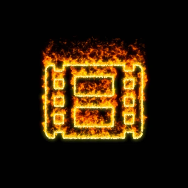 O filme de símbolo queima no fogo vermelho — Fotografia de Stock