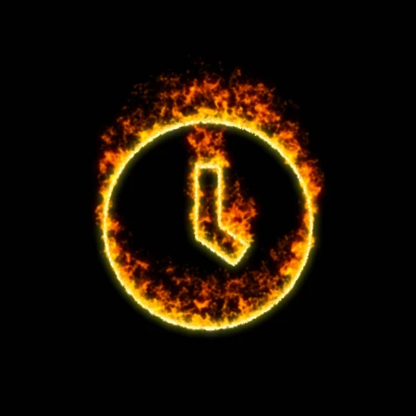 De symbool klok brandt in rood vuur — Stockfoto