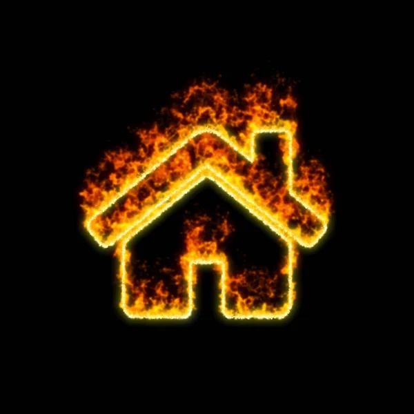 Символ будинку горить у червоному вогні — стокове фото