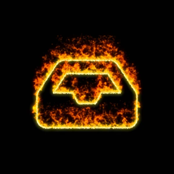 The symbol inbox burns in red fire — Stock Photo, Image