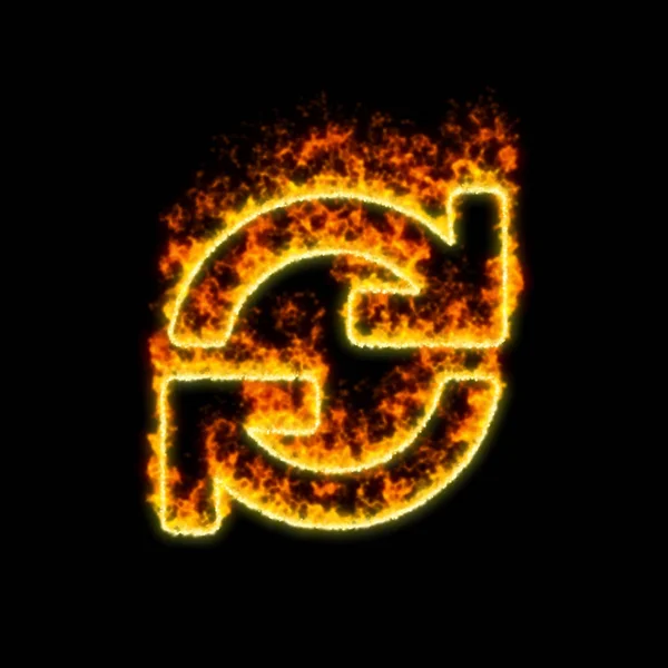 Le symbole synchroniser brûle dans le feu rouge — Photo