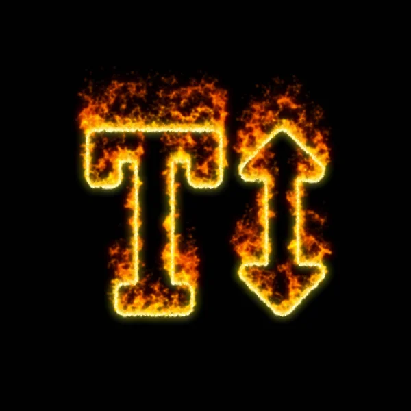 Die Symboltexthöhe brennt in rotem Feuer — Stockfoto