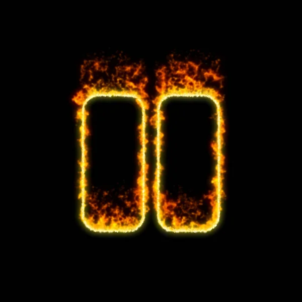 The symbol pause burns in red fire — Stock Photo, Image