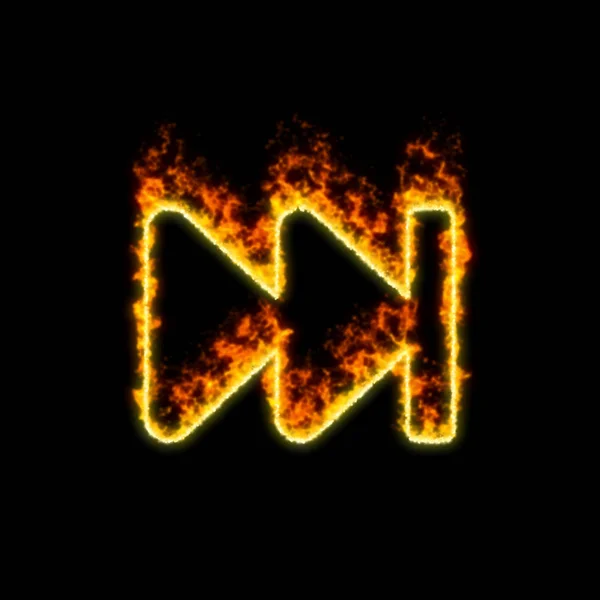 Simbol cepat maju membakar dalam api merah — Stok Foto