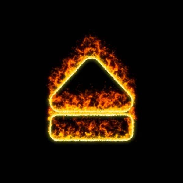 The symbol eject burns in red fire — Stock Photo, Image