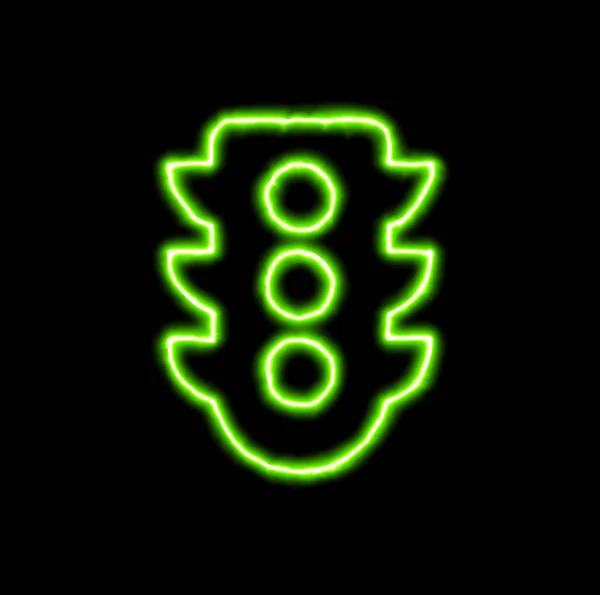 Πράσινο σύμβολο νέον φως κίνησης — Φωτογραφία Αρχείου