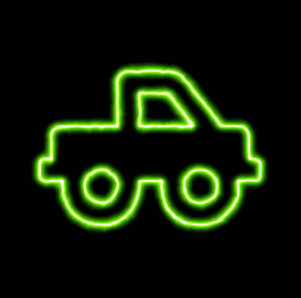 Groene neon symbool truck pickup — Stockfoto