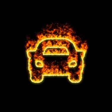 The symbol car burns in red fire  clipart
