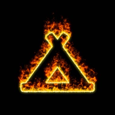 Kırmızı yangında sembol kamp Hovel yanık 