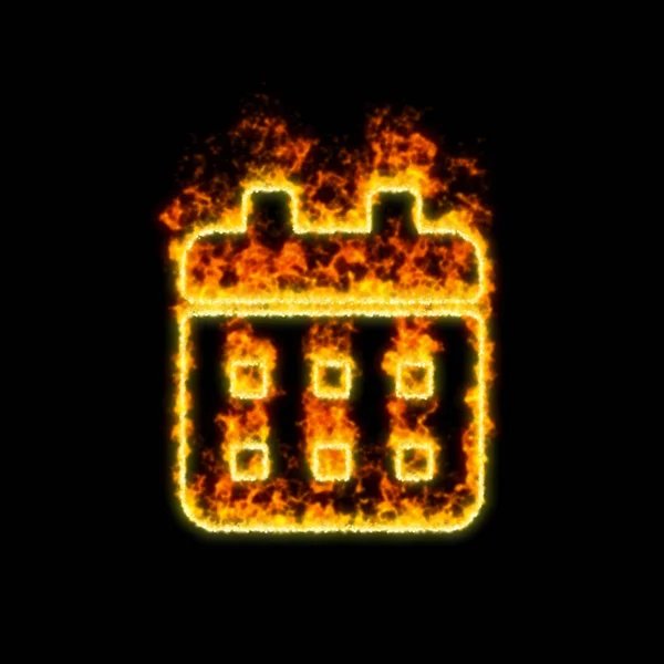 The symbol calendar burns in red fire — Stock Photo, Image