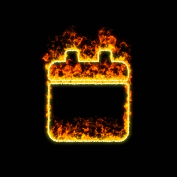 Le symbole calendrier brûlures solides dans le feu rouge — Photo