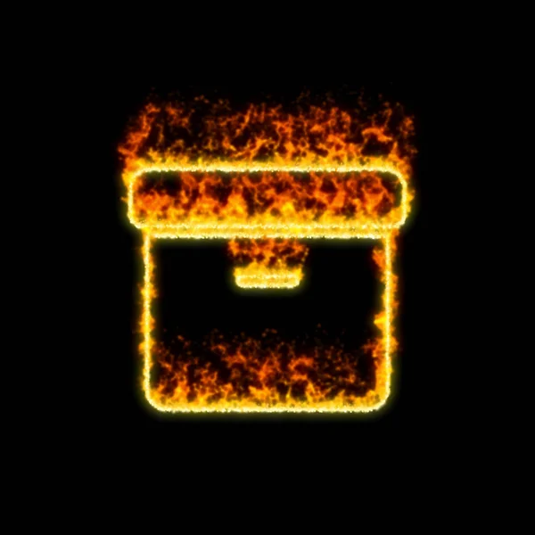 The symbol archive box burns in red fire — Stock Photo, Image