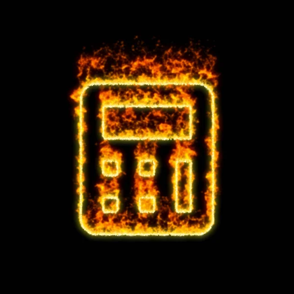 符号计算器在红色的火焰中燃烧 — 图库照片