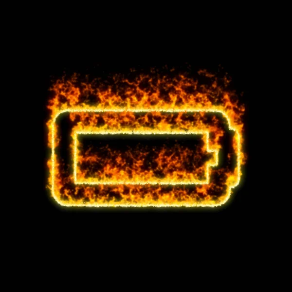 The symbol battery empty burns in red fire — Stock Photo, Image