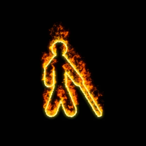Symbol slepý hoří v červeném ohni — Stock fotografie