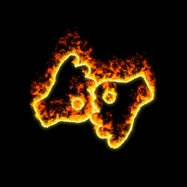 符号手语解释在红色火中燃烧 — 图库照片
