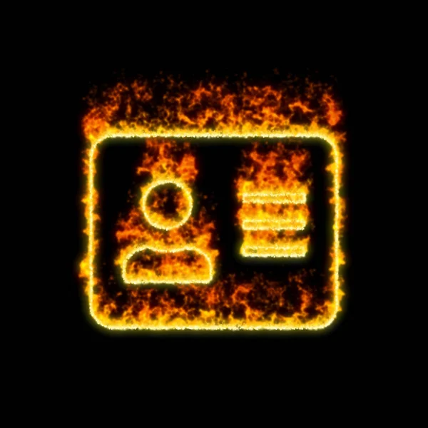 The symbol Address card burns in red fire — Stock Photo, Image