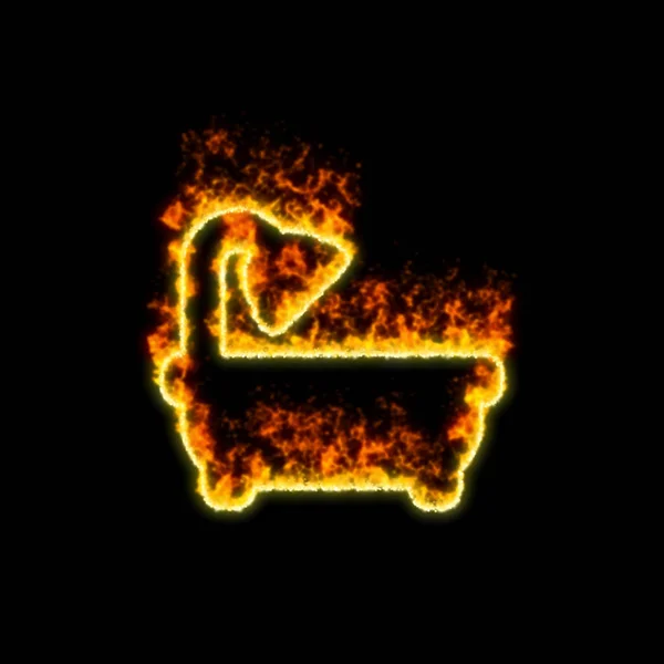 Il bagno simbolo brucia nel fuoco rosso — Foto Stock
