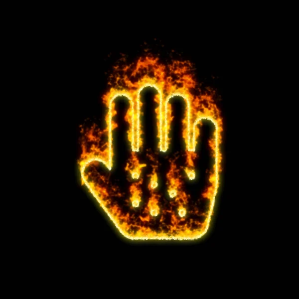 The symbol allergies hand burns in red fire — Stock Photo, Image