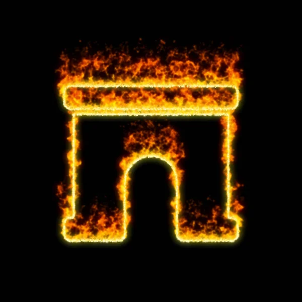 シンボルアーチ状は、赤い火の中で燃える — ストック写真