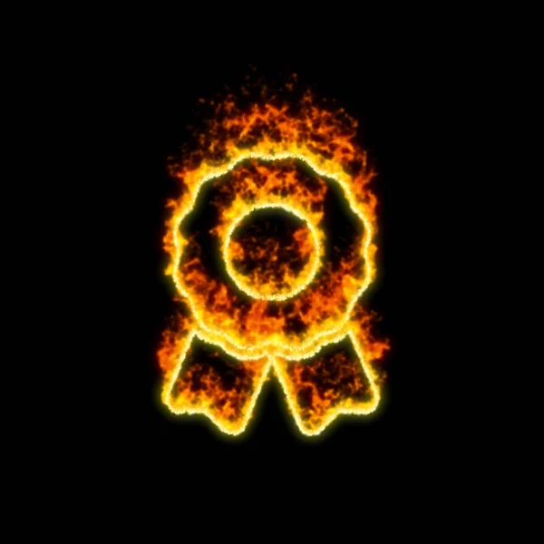 The symbol award burns in red fire — Stock Photo, Image