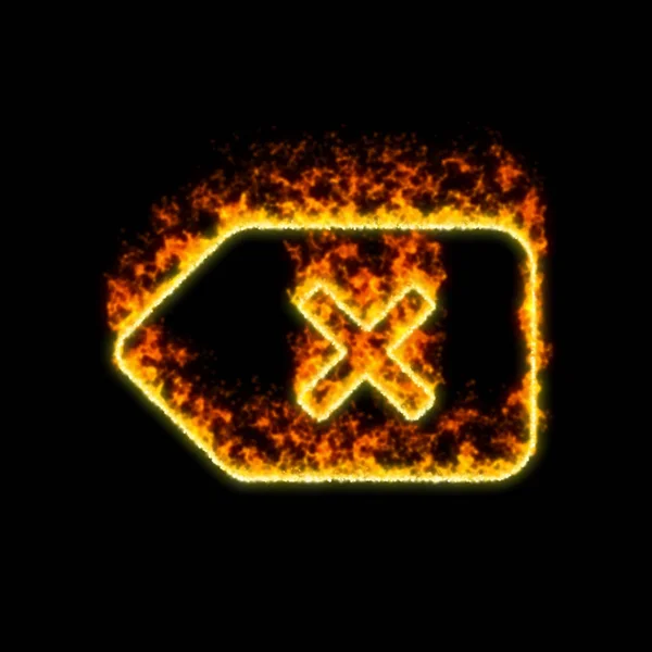 Le symbole backspace brûle dans le feu rouge — Photo