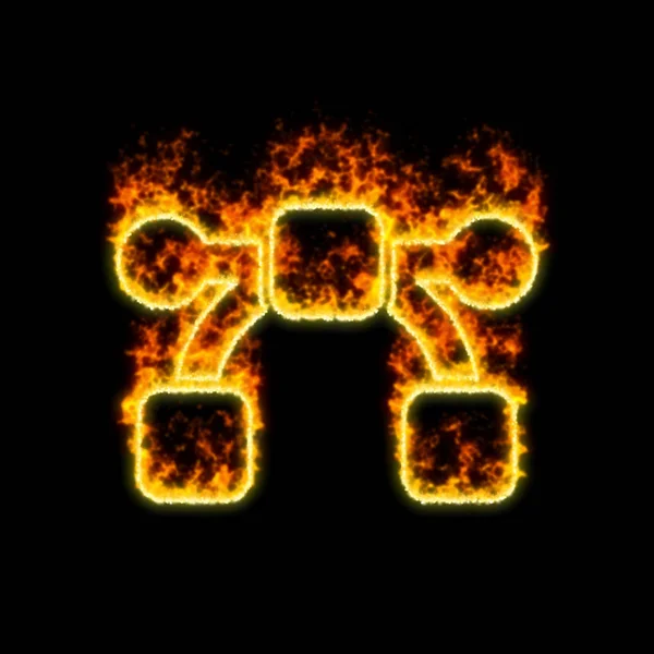 Le symbole courbe de Bézier brûle dans le feu rouge — Photo