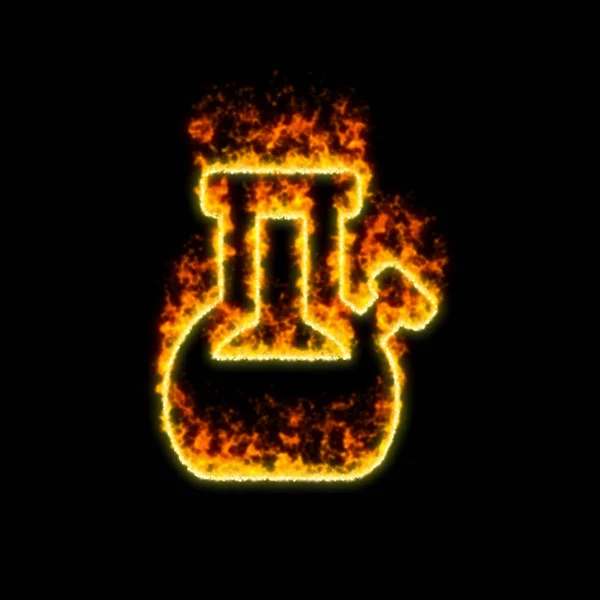 Символ кальян горит в красном огне — стоковое фото