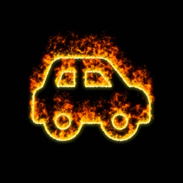 Sembol araba tarafı kırmızı yangında yanıklar — Stok fotoğraf