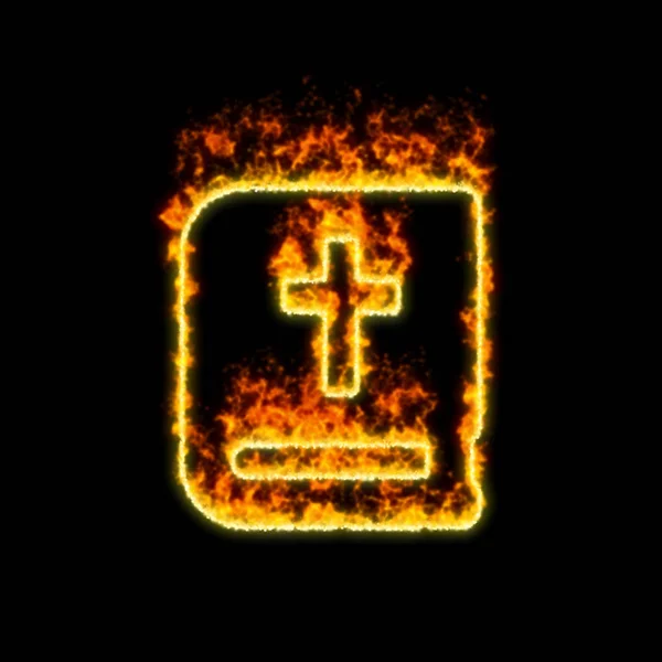 The symbol bible burns in red fire — Stock Photo, Image