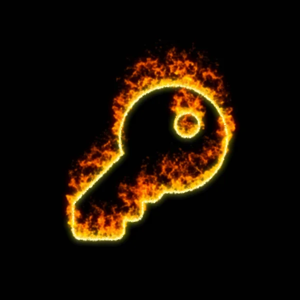 The symbol key burns in red fire — Stock Photo, Image