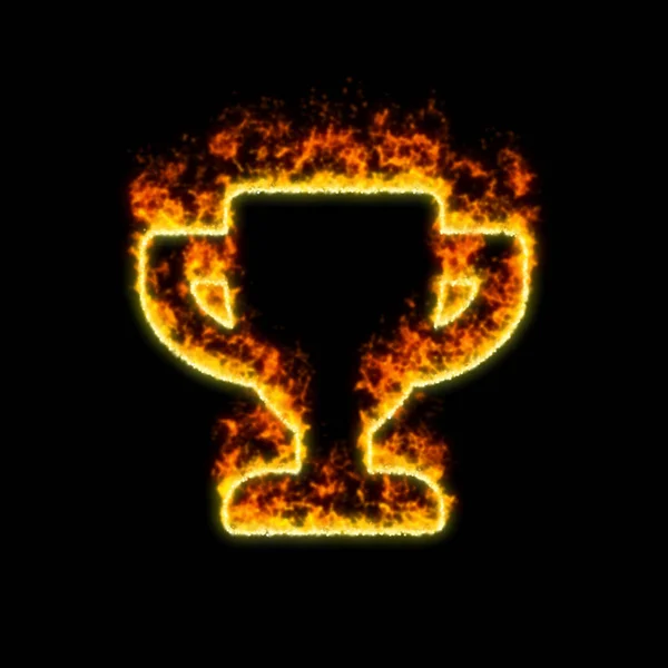 The symbol trophy burns in red fire — Stock Photo, Image