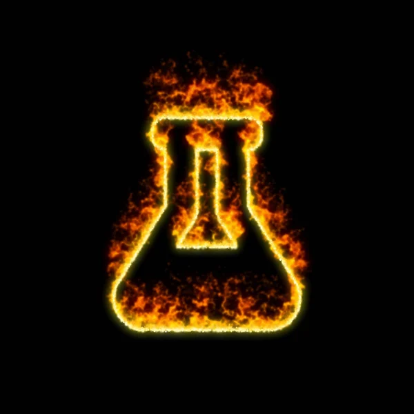 The symbol flask burns in red fire — Stock Photo, Image