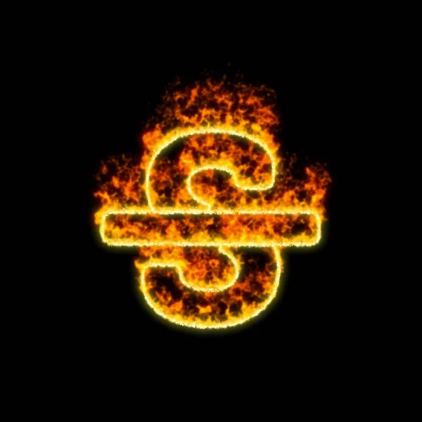 Het symbool doorhalen brandt in rood vuur — Stockfoto