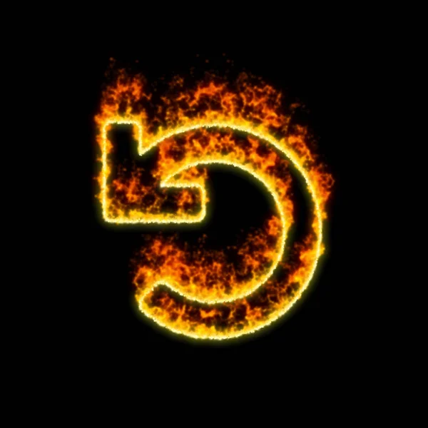 The symbol undo burns in red fire — Stock Photo, Image