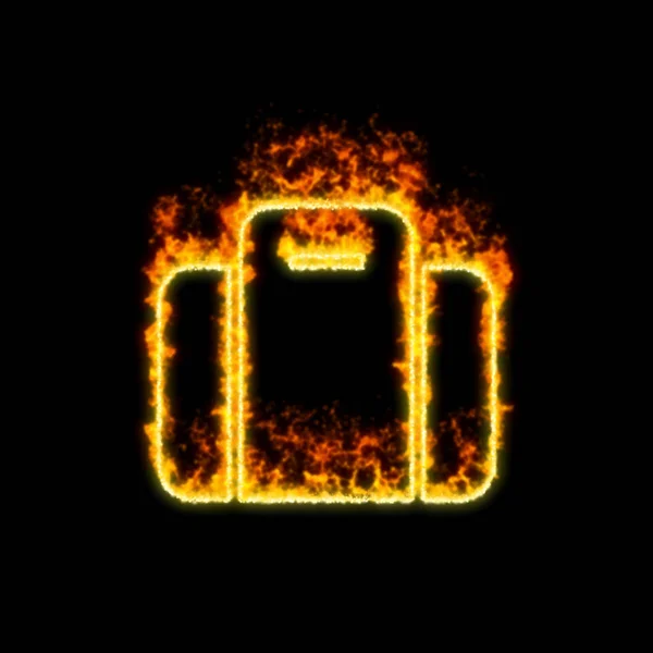 The symbol suitcase burns in red fire — Stock Photo, Image