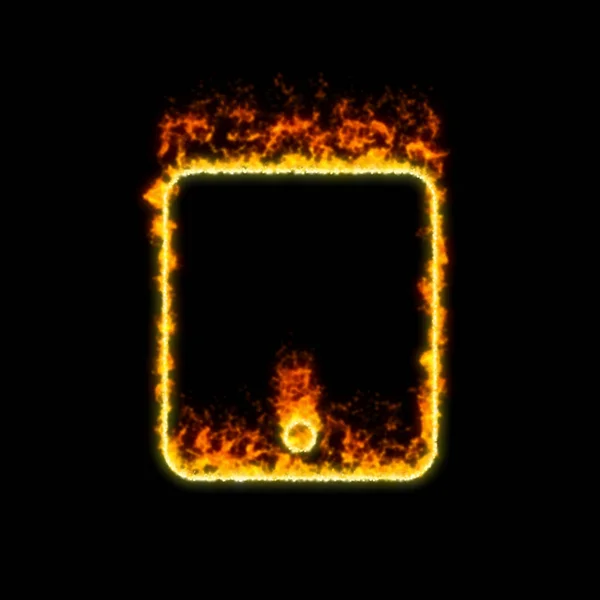 La tableta símbolo arde en fuego rojo — Foto de Stock