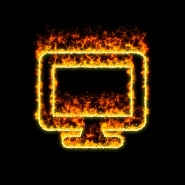 シンボルデスクトップは赤い火で燃える — ストック写真