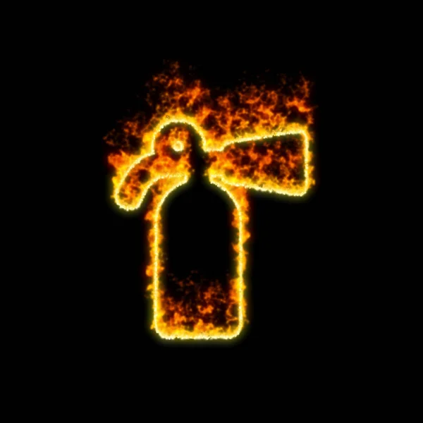 Символ огнетушитель горит в красном огне — стоковое фото