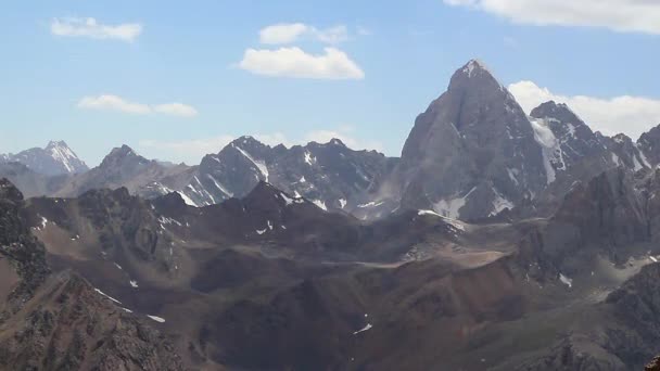 Glitch Effect Crest Mountains Clouds Timelapse Pamir Video — Stock Video